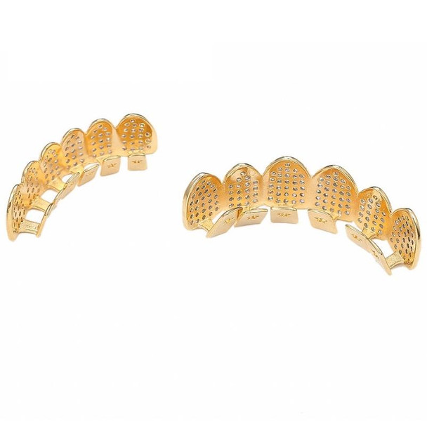 Halloween Accessories Micro-Inlaid Zircon Hip-Hop Braces, Colour: Silver Upper Teeth