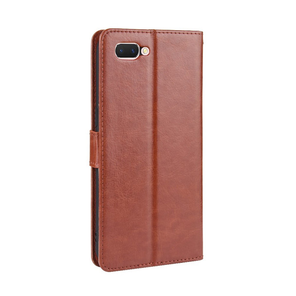 Crazy Horse Wallet Leather Protective Cover with Stand for OPPO A5/AX5/A3s - Brown