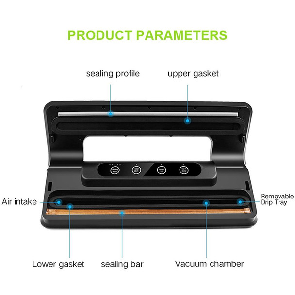 Automatic Vacuum Sealer for Household Food Preservation, with Food Grade Vacuum Bags