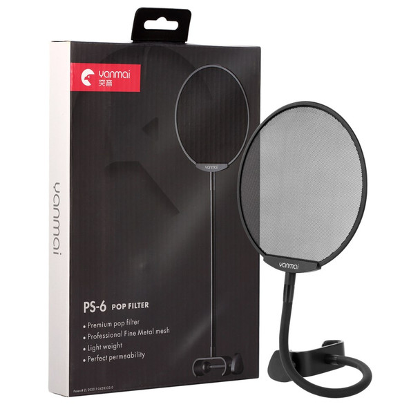 YANMAI PS-6 Studio Recording Microphone Pop Filter Screen Steel Mesh Live Broadcast Accessories