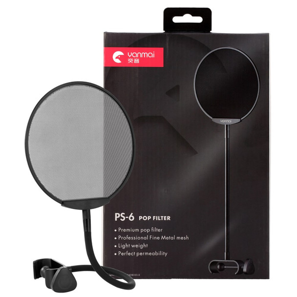 YANMAI PS-6 Studio Recording Microphone Pop Filter Screen Steel Mesh Live Broadcast Accessories