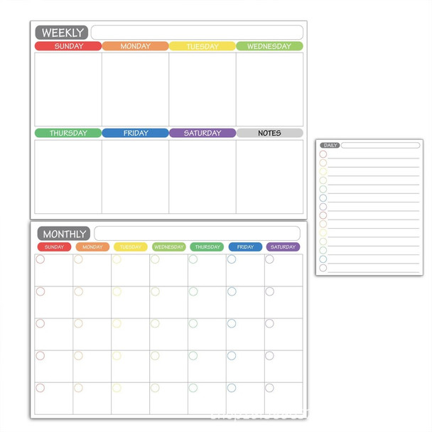 Magnetic Dry Erase Calendar Fridge Whiteboard Flexible Monthly Weekly Daily Calendar Daily Message Stickers with 5 Board Pen + 1 Eraser for Organizer Schedule Planner To-Do List Notepad Wall Set