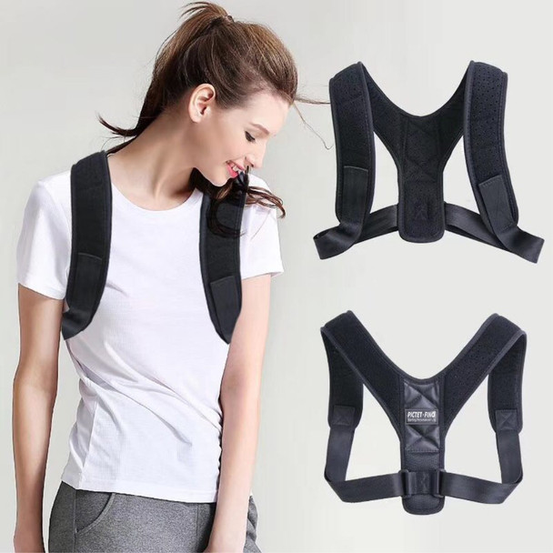 PICTET.FINO RH58 Adjustable Spine Back Brace Posture Corrector Men Women Posture Correction Lumbar Support Belt - Black, S