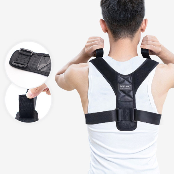 PICTET.FINO RH58 Adjustable Spine Back Brace Posture Corrector Men Women Posture Correction Lumbar Support Belt - Black, S