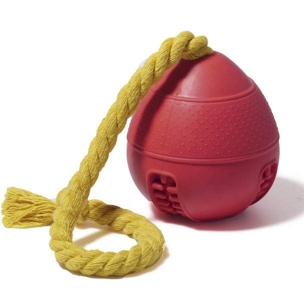 Cone Shape Ball Toy with Rope Natural Rubber Pet Treat Feeding Toy Dog Chewing Bite Interactive Toy