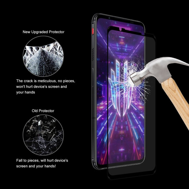 HAT PRINCE 2Pcs/Pack Tempered Glass Screen Film for ZTE nubia Red Magic 7, Bubble-free Full Glue 9H 0.26mm 2.5D Arc Edge Full Coverage Screen Protector