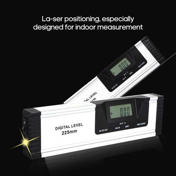 225mm Digital Laser Level Inclinometer Angle Finder Gauge Backlit LCD Digital Protractor Spirit Level