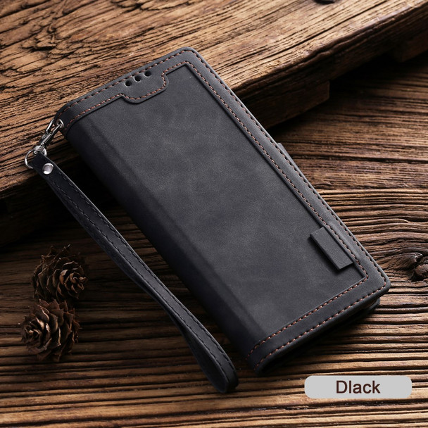 For Samsung Galaxy S20 FE/S20 Fan Edition/S20 FE 5G/S20 Fan Edition 5G/S20 Lite/S20 FE 2022 Vintage Splicing Style Wallet Stand Leather Cover Case - Black