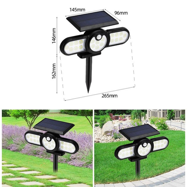 112 LED TG-TY080 3-Heads Rotatable Solar Wall Light Outdoor Waterproof Human Body Induction Garden Lawn Lamp