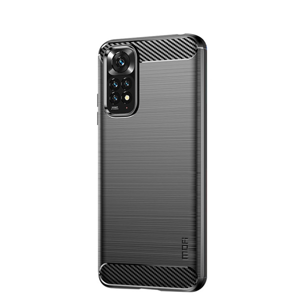 MOFI JK TPU Series-1 for Xiaomi Redmi Note 11 4G (Qualcomm) / Redmi Note 11S 4G Case Soft TPU Brushed Carbon Fiber Back Design Light Cover - Black