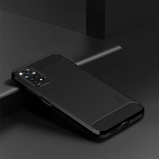 MOFI JK TPU Series-1 for Xiaomi Redmi Note 11 4G (Qualcomm) / Redmi Note 11S 4G Case Soft TPU Brushed Carbon Fiber Back Design Light Cover - Black