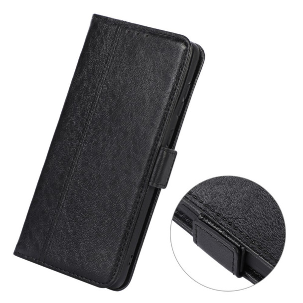 For Xiaomi Redmi Note 11 4G (MediaTek)/Redmi 10 4G (2021)/Redmi 10 2022 4G/10 Prime Crazy Horse Texture Solid Color Side Magnetic Clasps Folio Flip PU Leather Case Wallet Stand Phone Shell - Black