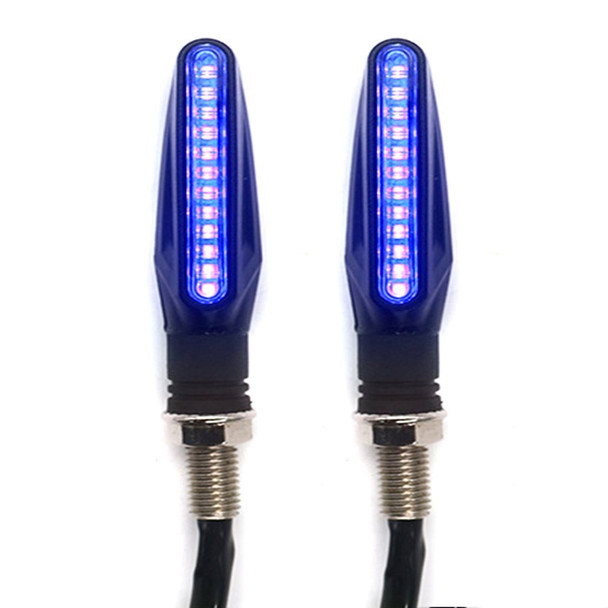 2Pcs Universal Motorcycle LED Turn Signal Lights Flowing Water Style Motorcycle Flasher Blinker Front Rear Indicators - Blue