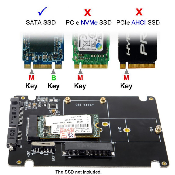 2-in-1 Combo M.2 NGFF B-key & mSATA SSD to SATA 3.0 Adapter Converter Case Enclosure