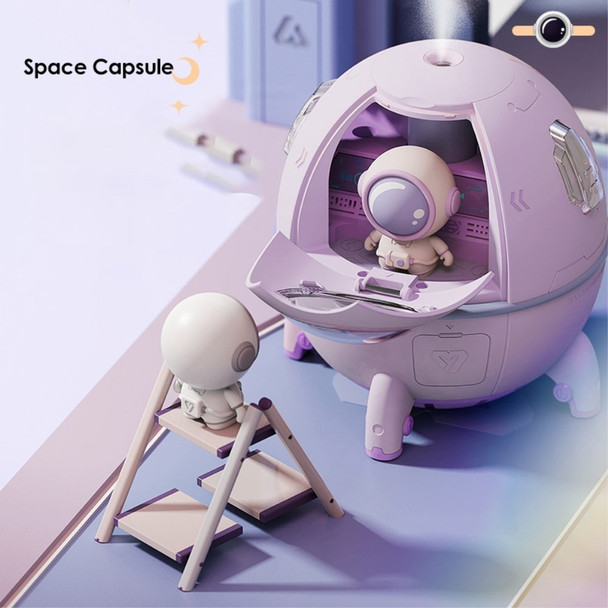 MJ046 Space Capsule Astronaut Humidifier USB Powered Mute Home Office Mist Diffuser with Night Light - Pink