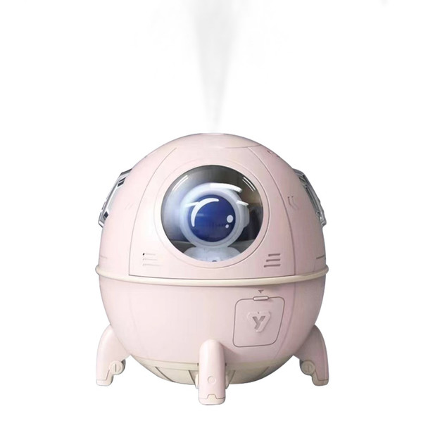 MJ046 Space Capsule Astronaut Humidifier USB Powered Mute Home Office Mist Diffuser with Night Light - Pink