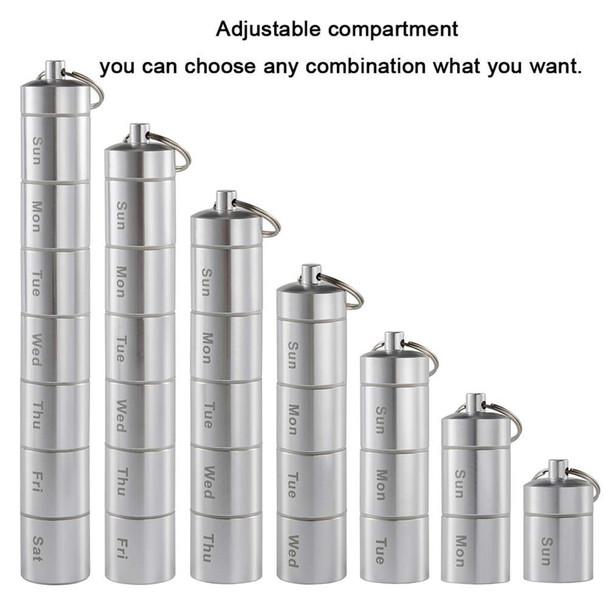 S-J-021 Weekly Pill Box 7-Day Pill/Medicine/Vitamin Organizer Aluminum Alloy Water-Proof Pill Container Case