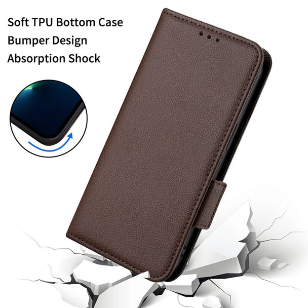 Litchi Texture Phone Cover for ZTE Axon 40 Ultra 5G, PU Leather Folio Flip Magnetic Clasp Case with Wallet Stand - Brown