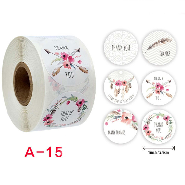 10 PCS Roll Flower Thank You Sticker Birthday Party Wedding Decoration, Size: 2.5cm/1inch(A-15)