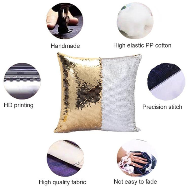 DIY Two Tone Glitter Sequins Throw Pillow Case Reversible Sequin Magical Color Changing Pillow Cover, Size: 40*40cm(Red+Champagne Gold)