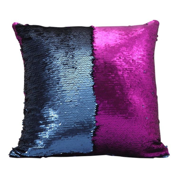 DIY Two Tone Glitter Sequins Throw Pillow Case Reversible Sequin Magical Color Changing Pillow Cover, Size: 40*40cm(Purple+Blue)