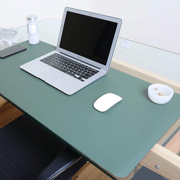 Multifunction Business Double Sided PU Leather Mouse Pad Keyboard Pad Table Mat Computer Desk Mat, Size: 90 x 45cm(Green + Silver)