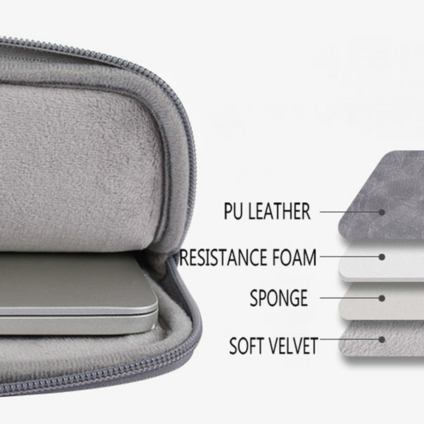 CANVASARTISAN  L38-06 Portable Carrying Case for 14 inch Notebook PU Leather Sleeve Bag Anti-Drop Laptop Slim Bag - Grey