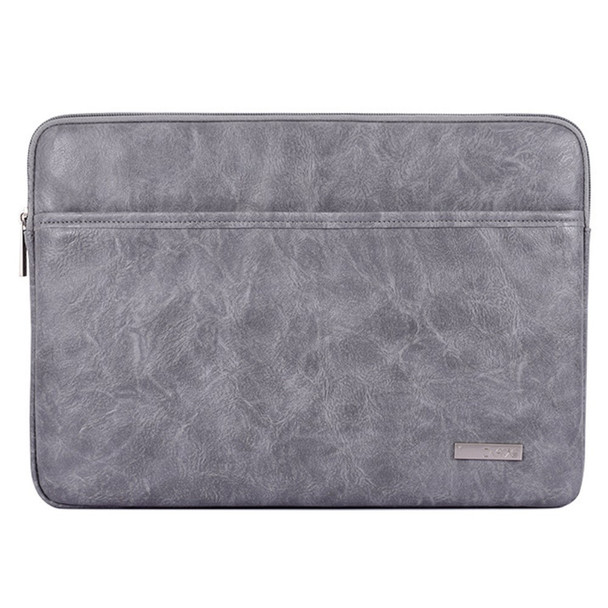 CANVASARTISAN  L38-06 Portable Carrying Case for 14 inch Notebook PU Leather Sleeve Bag Anti-Drop Laptop Slim Bag - Grey