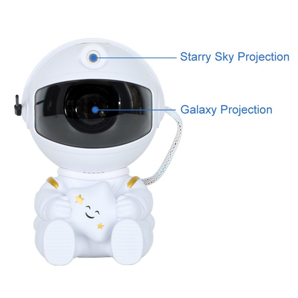 Astronaut Projector Starry Sky Galaxy Projector Night Light LED Lamp for Bedroom Room Decor - Star / White