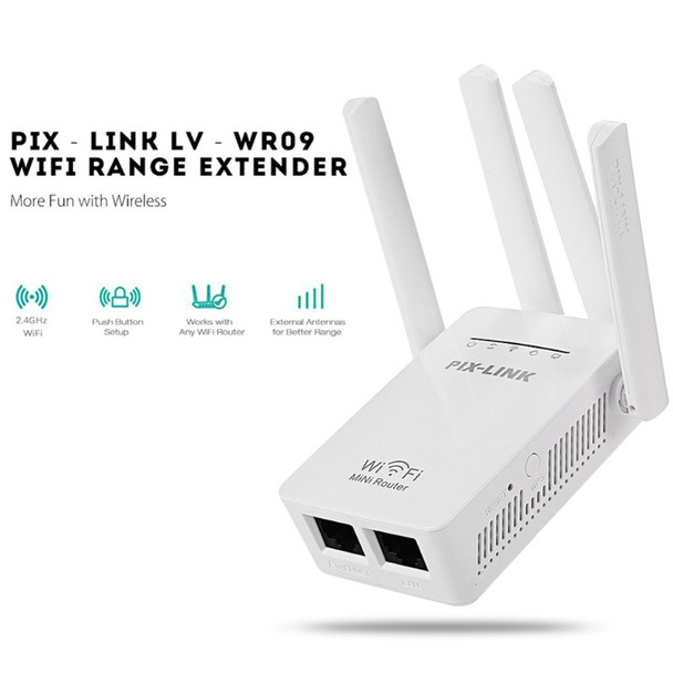 PIX-LINK WiFi Range Extender WIFI Signal Booster 300Mbps Internet Booster Easy Setup Wireless Repeater - US Plug