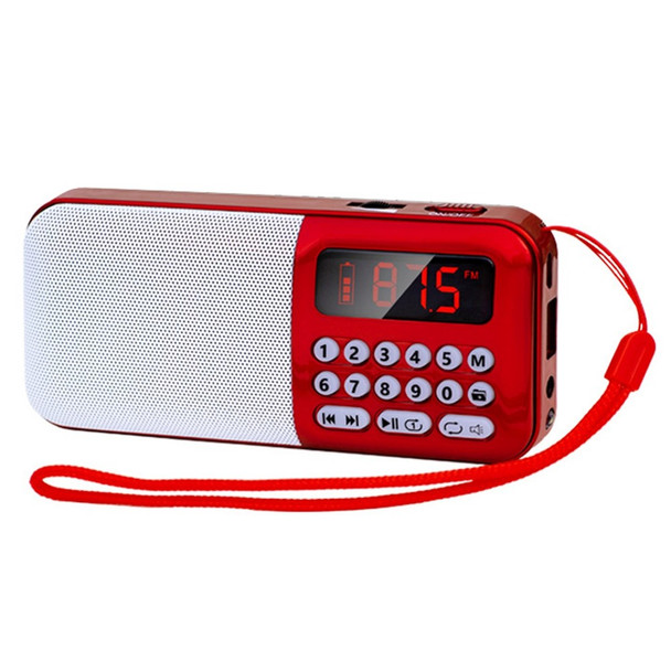 Y-508 Portable MP3 Radio with LED Light Multi-function Mini FM Radio Speaker Support TF Card/U Disk - Red