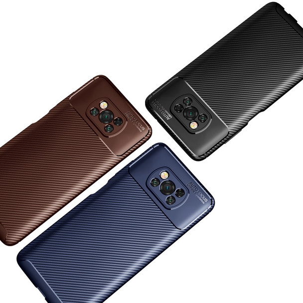 Carbon Fiber Anti-drop Case TPU Back Cover for Xiaomi Poco X3 NFC / Poco X3 -  Black