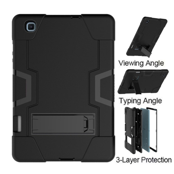 For Samsung Galaxy Tab S6 Lite/S6 Lite (2022) PC TPU Hybrid Tablet Case with Kickstand - Black