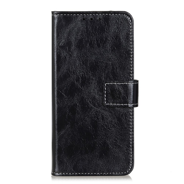 Crazy Horse Texture Flip Phone Cover Retro Style Foldable Stand TPU+PU Leather Phone Wallet Case for Sony Xperia Pro-I - Black