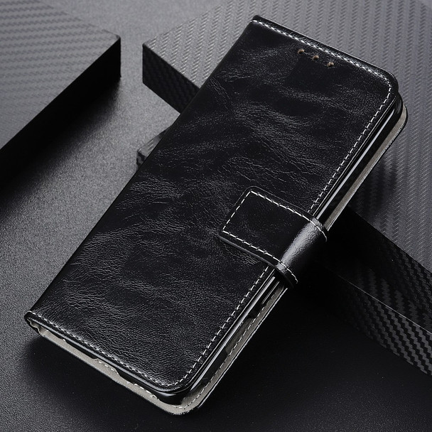 Crazy Horse Texture Flip Phone Cover Retro Style Foldable Stand TPU+PU Leather Phone Wallet Case for Sony Xperia Pro-I - Black