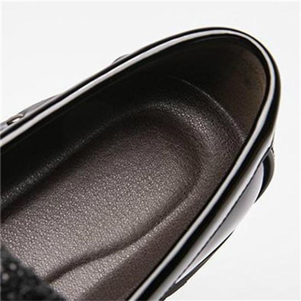 Men Fashion Thick Bottom Pointed Formal Business Leather Shoes, Shoe Size:46(Black)