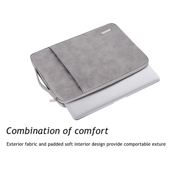 CANVASARTISAN L11-89 13'' Notebook Sleeve PU Leather Anti-dust Full Protection Laptop Computer Sleeve Handbag - Grey