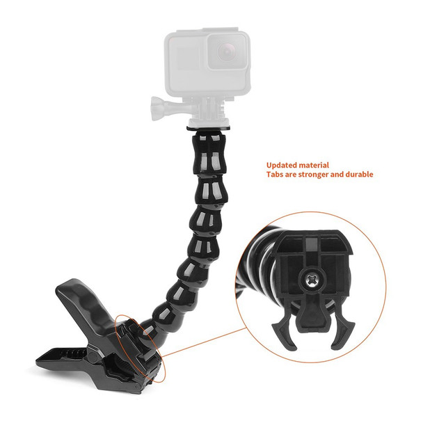 Flexible Action Camera Clamp Mount Adjustable Bracket Holder Stand for GoPro Hero 7/6/5/4 for SJCAM Xiaomi Yi 4K 4K+ Sports Cameras Accessories