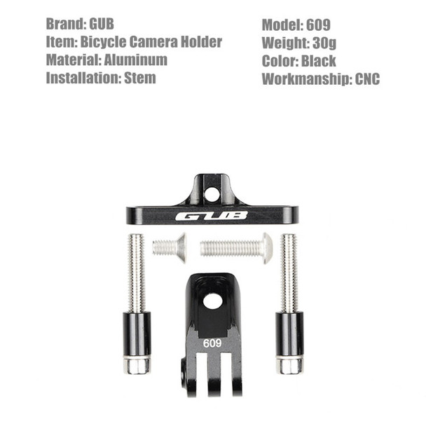 GUB 609 For GoPro Camera Holder Bracket Aluminum Alloy Bike Handlebar Stem Mount Adapter