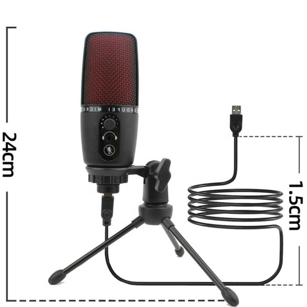 ME3 USB Wired Condenser Microphone Professional Mute Sensor Detail Oriented Mic for Recording/Singing/Teaching/Gaming/Live Broadcast