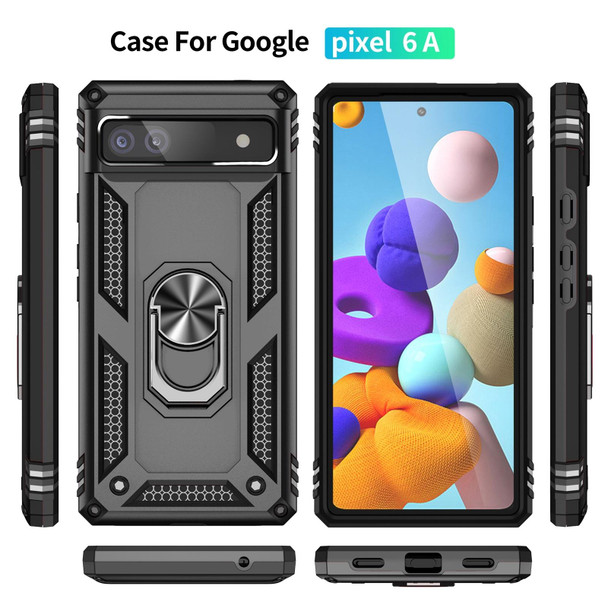 Google Pixel 6A Shockproof TPU + PC Protective Case with 360 Degree Rotating Holder(Black)