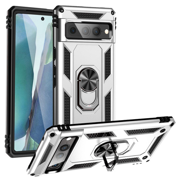 Google Pixel 7 Pro Shockproof TPU + PC Protective Case with 360 Degree Rotating Holder(Silver)