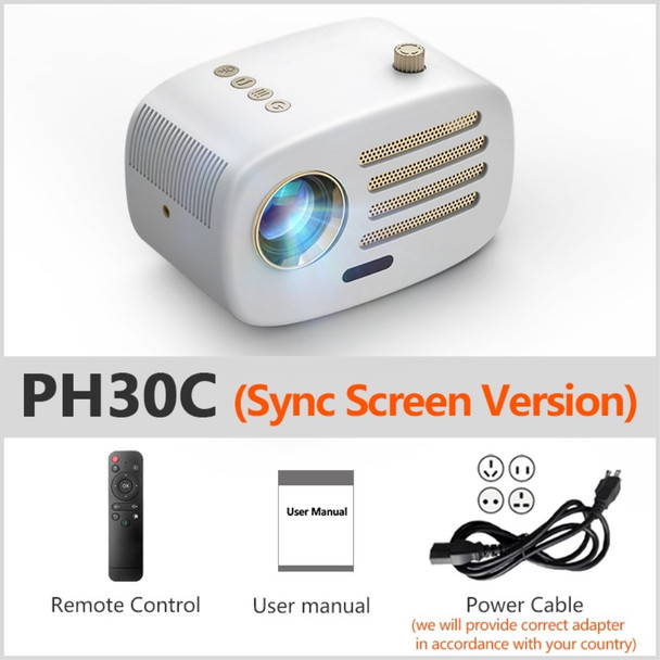 AUN PH30 Mini Home Theater Projector HD Portable Projectors Gamer Cinema Electric Focus Smart Sync Screen Projector for Home Office (EU Plug) - White