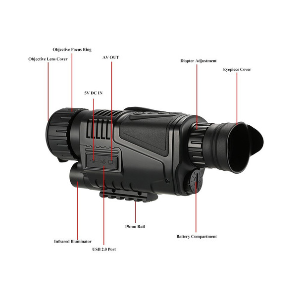 Monocular Telescope 5x40 Multi-functional IR Digital Night Vision HD Scopes with Camera Video Recorder Camcorder Function