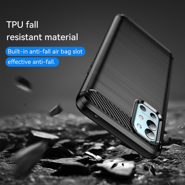 1.8mm Air Cushion Design TPU Case Phone Cover with Carbon Fiber Texture Brushed Surface Heat Dissipation for OnePlus 9R - Black