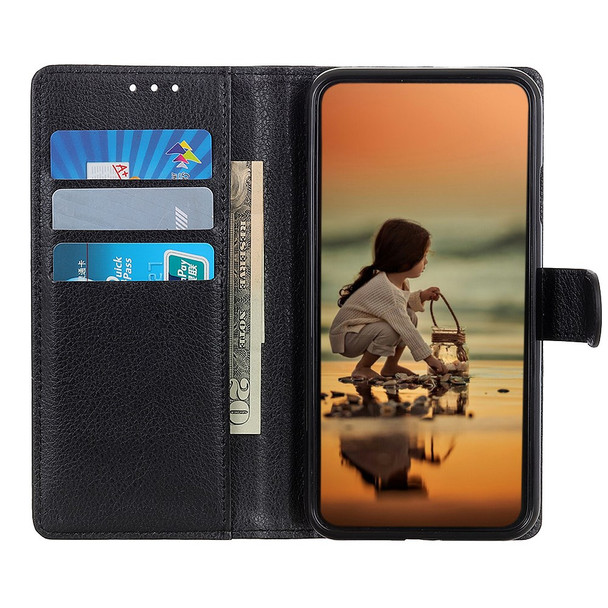 Litchi Skin Leather Full-Protection Phone Shell Case  Cover with Wallet Stand for Oppo A93 5G / A54 5G / A74 5G - Black