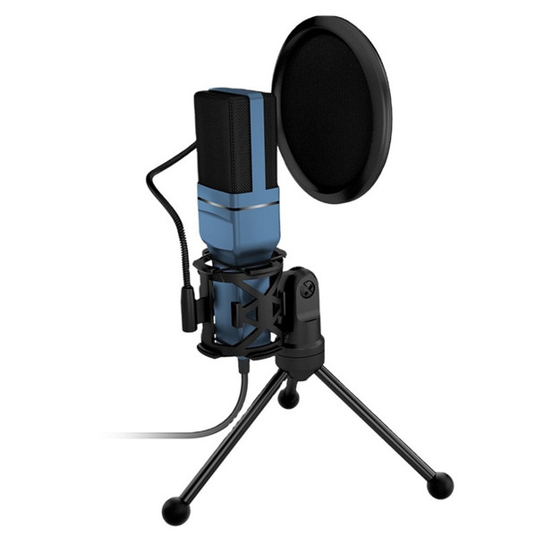 YANMAI SF-777 Desktop Condenser Microphone USB Wired Cardioid Mic with Tripod Stand for Singing Gaming Recording - Blue