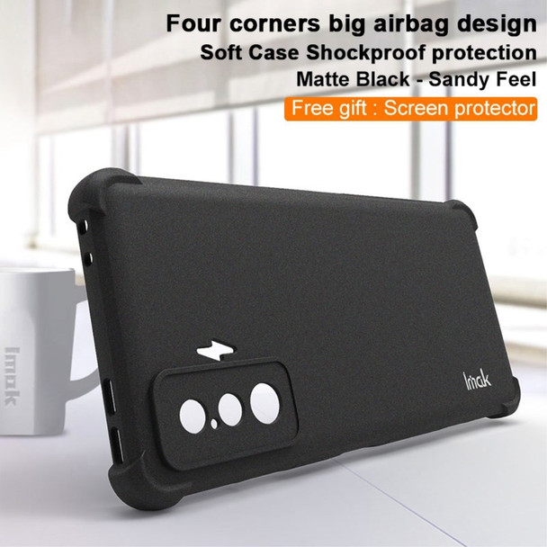 IMAK Full Protective Slim Case for Xiaomi Poco F4 GT/Redmi K50 Gaming Airbags Drop-proof Phone Protector Scratch Resistant TPU Matte Cover with Screen Protector - Black