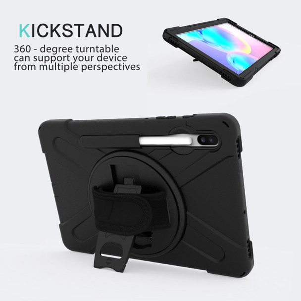 X-Shape PC + TPU Combo Case with Hand Strap Kickstand for Samsung Galaxy Tab S6 SM-T860 (Wi-Fi)/T865 (LTE) - Black