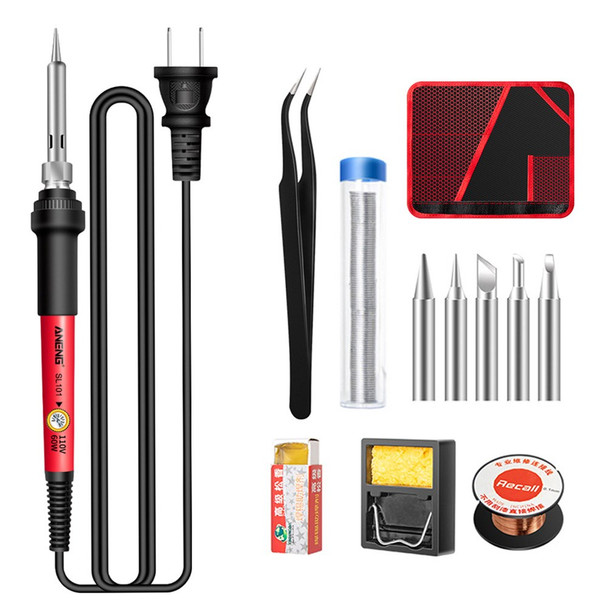 ANENG SL101 12Pcs 60W Electric Soldering Iron Kit with Replaceable Welding Head Electronic Repair Set - US Plug